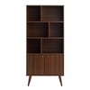 Prepac Milo Mid-Century Modern Bookcase with Six Shelves, Two Doors,