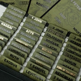 UPAFEXXI-Laminated Bible Tabs (Black and Gold Foil Embossed Lettering), Bible Tabs for Women and Men, Reposition Large Print Stickers, Easy to Read and Apply, 80Chapters Labels for Easy Navigation
