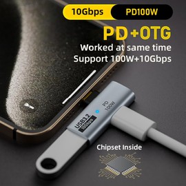 cablecc USB-C Type-C to USB 3.0 Female OTG & 10Gbps 100W PD Power Adapter for Laptop Tablet Phone