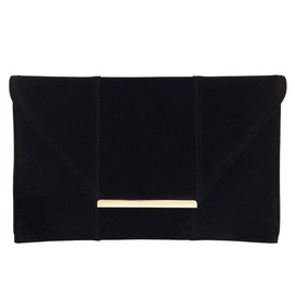 JNB Women's Faux Microsuede Envelope Clutch Black