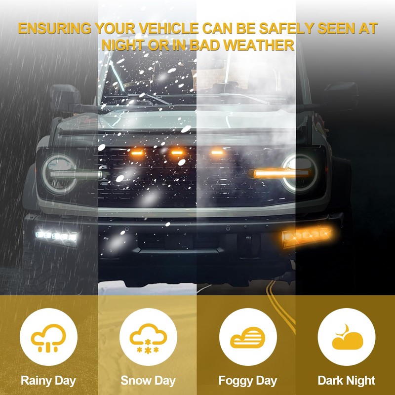 Fancemot Fog Lights Compatible with Ford Bronco 2021–2024, LED Daytime