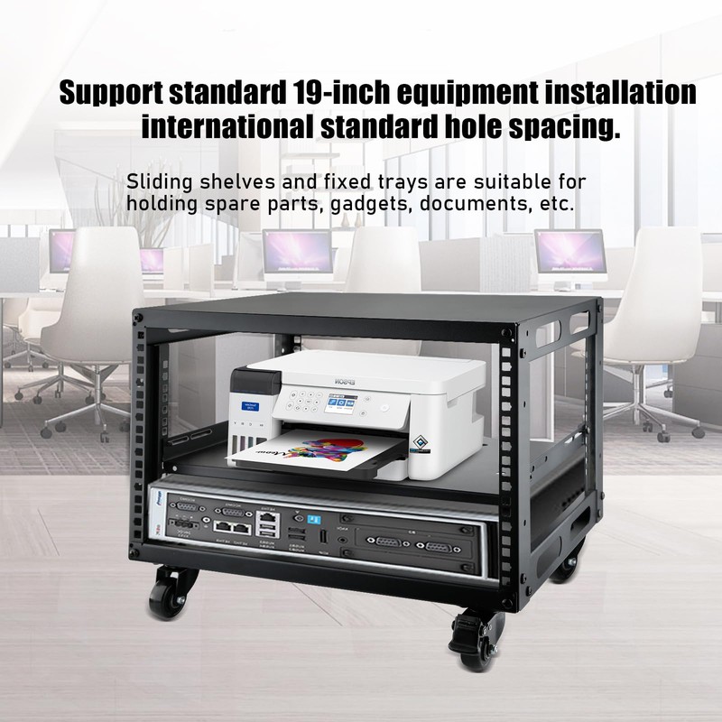 6U Open Frame Server Rack with Wheels Free Standing Network