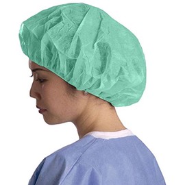 Medline Single-Ply Spunbond Polypropylene Bouffant Caps, 24 Inches Diameter, Green, Comfortable and Breathable, Case of 500