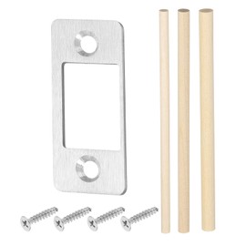 sourcing map 1 Set Door Strike Plate, 57mm x 25.4mm Stainless Steel Latch Deadbolt Replacement Lock Strike Plate for Door Frame Door Jamb Reinforcement, Silver