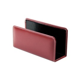 DELMON VARONE - Letter Stand Made of Cambridge Top Grain Leather, Red, Document Holder for Storing Letters, Documents and Brochures, Organiser for Desk and Office with Metal Insert