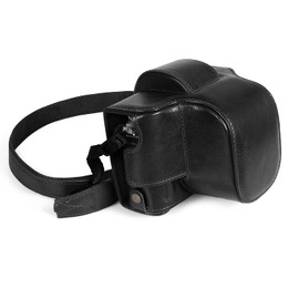 MegaGear Ever Ready Genuine Leather Camera Case Compatible with Nikon Z fc (16-50mm), black, Camera bags designed for comfort and protection.