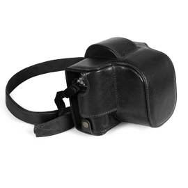 MegaGear Ever Ready Genuine Leather Camera Case Compatible with Nikon Z fc (16-50mm), black, Camera bags designed for comfort and protection.