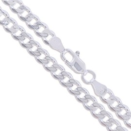Sterling Silver Italian Curb Chain 4.4mm Solid 925 Italy 6 Sided Necklace 18"