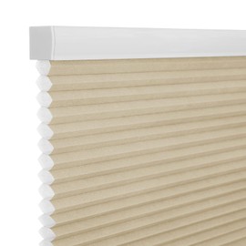 Changshade Cordless & Light Filtering Cellular Shade, Tools-Free Pleated Polyester Honeycomb Shade, Light Blocking Window Shade and Blind, 20 inches Wide, Beige CEL20BG50B