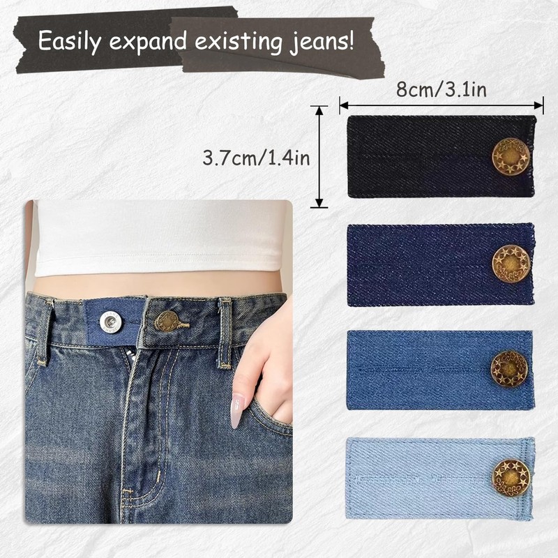 EKIND Adjustable Jeans Button Extenders Denim Waist Extender No-Sew Button