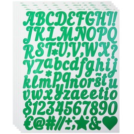 Small Letter Number Stickers, 5 Sheets Alphabet Symbols Sticker Kit for Scrapbook,DIY and Crafts, Letters Stickers Supplies - Dark Green