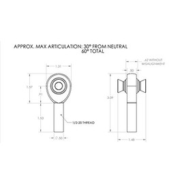 RuffStuff Specialties R1669 1/2 x 1/2 Inch Bore Chromoly Left Hand Threaded Spherical Rod Heim Joint
