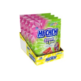HI-CHEW Bulk Candy Sweet and Sour Mix, Watermelon Lemon Grapefruit, 4 Stand Up Pouches, 12.7oz each - Unique Fun Soft & Chewy Candy - Immensely Juicy Fruity Flavors - Individually Wrapped for Sharing