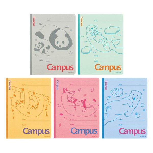 Kokuyo F-CA10X5SET Campus File Flat File, A4, Animal Pattern, Set of 5