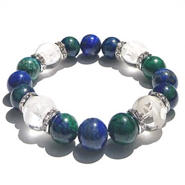 BLESSING M'style Lucky Amulet Amulet, Strongest Four Beasts, Men's Natural Stone, Power Stone, Azuromalachite, Lapis Lazuli, Includes Original Drawstring Bag, Gemstone