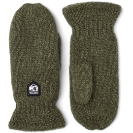 HESTRA Basic Wool Mitt Olive Green - 7, olive