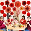 Outus 21 Pcs Chinese Lunar New Year Decorations Paper Fans
