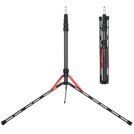 BESNFOTO Carbon Fiber Light Stand Tripod Portable Lightweight Travel Stand 220cm/ 7ft for Photographer Photo Studio Tripod for Softbox Umbrella Video Shooting Reflector with Carrying Bag