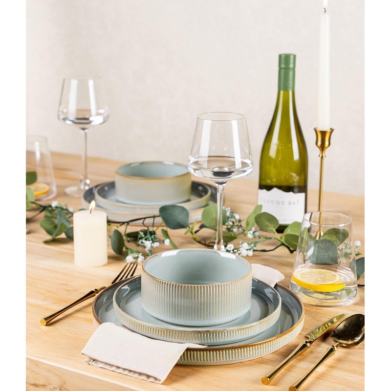 TheTerra Ceramic Dinnerware Sets for 4, 12 Pieces Porcelain Lightweight