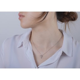 Diamond Letter Necklace Letter J, Sterling Silver Initial Necklace with 0.03 Carat Certified Canadian Diamonds | POLAR LIGHT Diamonds Jewelry for Woman