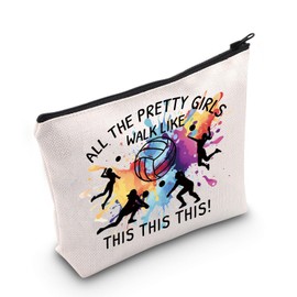 POFULL Volleyball Gift Volleyball Girls Gift Volleyball Lover Gift All The Pretty Girls Walk Like This Cosmetic Bag (THIS Volleyball)