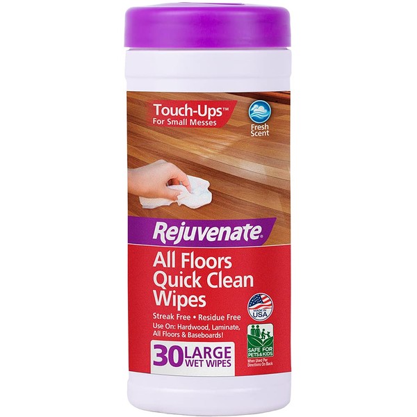 Rejuvenate All Floors Quick Clean Wipes 30 Large Floor Cleaning Wet Wipes Streak-Free Residue-Free Non-Greasy