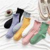 [PAOIXEEL] 靴下 レディース 1足 綿100 木耳レース 中筒ソックス キャンディカラー ストッキング 春用