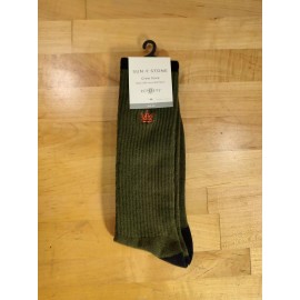 Sun + Stone  Green/Black tips Crew Socks Shoe Size 10-13