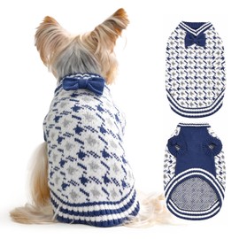 MengMengDa Dog Knitted Sweater Puppy Sweater Warm Soft Pet Holiday Clothes for Small Medium or Large Dogs and Cats Sweaters (Blue, XXL)