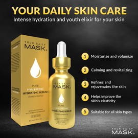Your Daily Mask Hyaluronic Acid Serum for Face - Hydrating Facial Serum with Hyaluronic Acid & Vitamin C - Rejuvenating - Facial Skin Care - Anti Ageing - Anti Wrinkles - Moisturising and Fine Lines