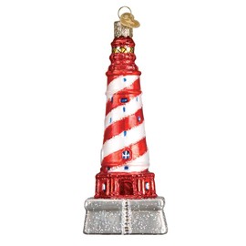 Old World Christmas Collection Glass Blown Ornaments for Christmas Tree, White Shoal Lighthouse