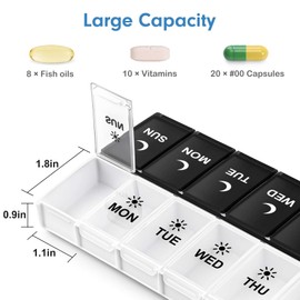 DANYING DANYING Large Pill Organizer 2 Times a Day, Weekly Box Per AM PM Case, Day Night Container 7 Vitamin Case Twice