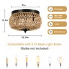3-Lights Rattan Light Fixtures Ceiling Mount, Boho Farmhouse Woven Flush