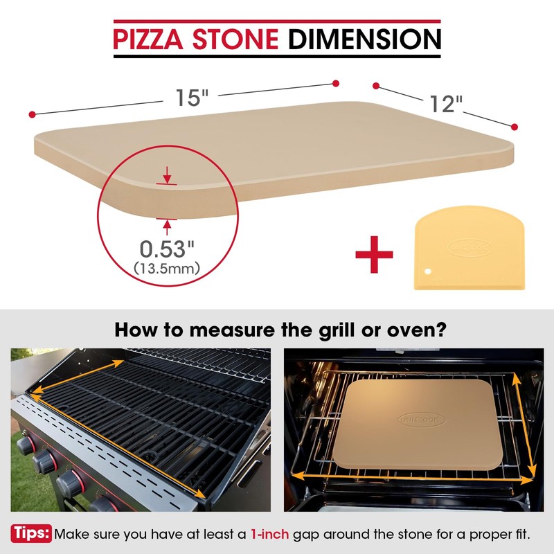Unicook 15 x 12 Inch Pizza Stone for Oven and