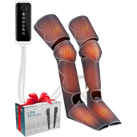 FINYQBET Masajeador De Piernas Con Compresión y Calor, Botas De Presoterapia De Aire Para Rodillas, Pantorrillas y Pies, Mejora Circulación, Alivio Dolor y Fatiga, Uso En Hogar, Hospital, Adultos y Mayores