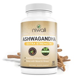 NIWALI Ashwagandha 1,405 mg Extra Strength - Organic Root Powder & Extract with Black Pepper - Non GMO Formula & Third-Party Lab Tested - Highly Concentrated Formula for Stress Relief, Mood, & Energy