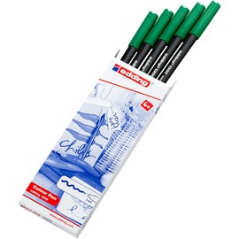 edding 1300 Fibre Tip Pens Medium - Pale Green - 5 Pens - Bullet Tip 2 mm - Felt Tip Pen for Drawing and Writing - Felt Pen for School, Mandala, Bullet Journal