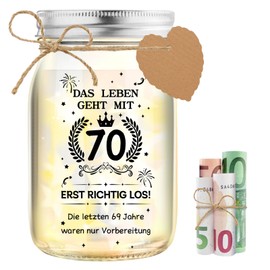 70th Birthday Money Gift, Gifts for 70th Birthday Woman LED Bottle Light 70 Money Gifts Birthday Packaging Funny 70th Birthday Gift for Women Gift Ideas for Birthday Table Decoration