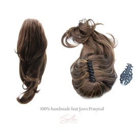 Soho Style Joann S14-19 inch Futura Jaw Clip in Claw Ponytail Extension Drawstring Hairpiece, Soft Mahogany Brown