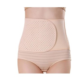 Postpartum Belly Wrap Belt Band Abdominal Binder Post Pregnancy Postnatal After Birth Breathable Elastic Postpartum Support Adjustable (Beige)