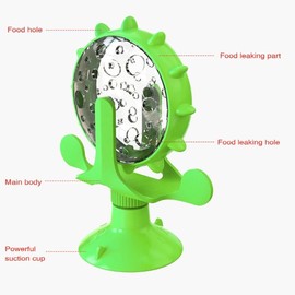 MIXNEX Spinning Cat Windmill Toy – Light-Up Cat Scratcher & Self-Grooming Spinner with Suction Cup – Interactive Cat Toy with Spring Bounce Balls & Rotating Disc – Green Lucky Wheel Design