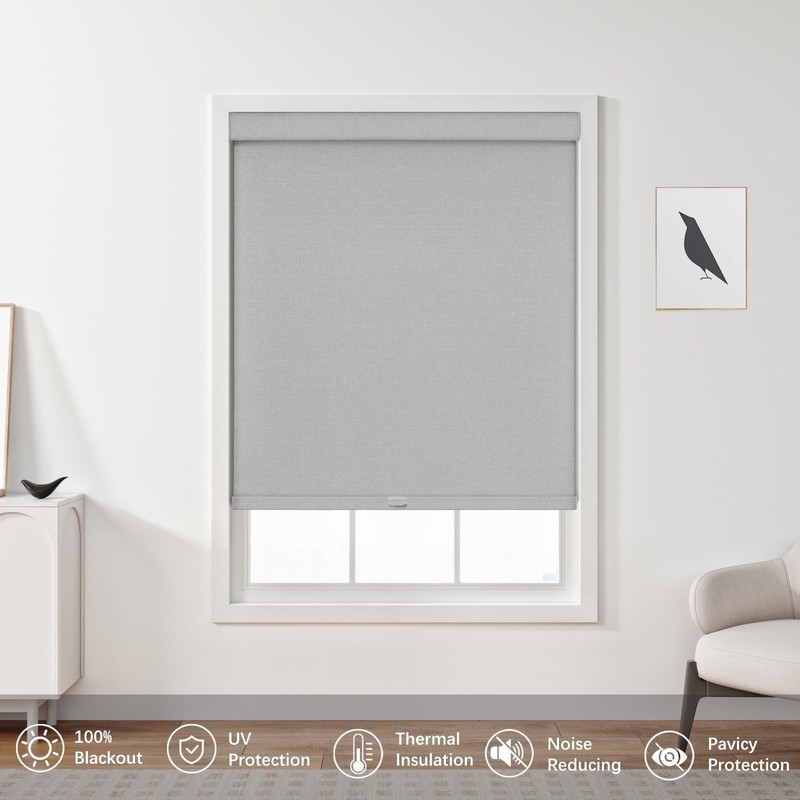 NUTRO CHILL Blackout Window Blinds Cordless, Spring System Window Shades