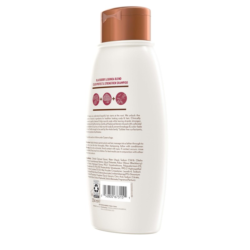 OGX Aveeno Color Protect Strengthen+ Blackberry Quinoa Shampoo, Fresh, 12