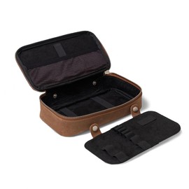 Very Large Leather Pencil Case, Sift Case, Pencil Case, Pencil Case, Removable Compartment, XL, Made of Genuine Buffalo Leather, Model 016, Cognac, Pen case