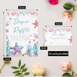 OXEDP Baby Shower Games, Diaper Raffle Sign with 50 Tickets, Diaper Raffle Cards,Babyshower Invitation,Under the Sea Baby Shower Decorations-DPRF02