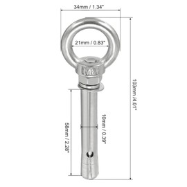 Loopunk 6 Pack Expansion Eye Bolt M8x80mm,Heavy Duty Stainless Steel Concrete Anchors Eye Bolt for Concrete Brick Walls Canopy Engineering Rigging Silver