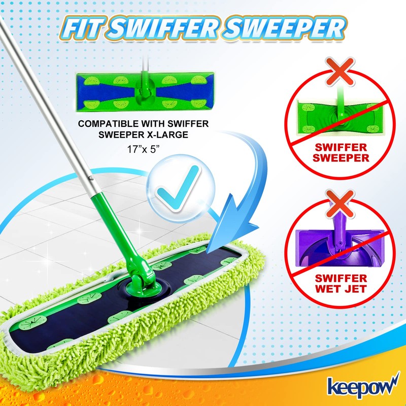 KEEPOW Reusable XL Mop Pads Compatible with Swiffer XL Sweeper,