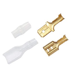 [Set of 10] Flat Terminal Set, Type 250 (0.5 - 1.25 sq) 0.25 inches (6.3 mm), Male/Female with Insulated Sleeve