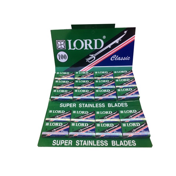 Lord Classic Super Stainless Double Edge Safety Razor Blades 100 blades (20x5)