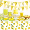 4 Pcs Lemon Party Decoration Lemonade Tablecloth Lemon Triangle Banners